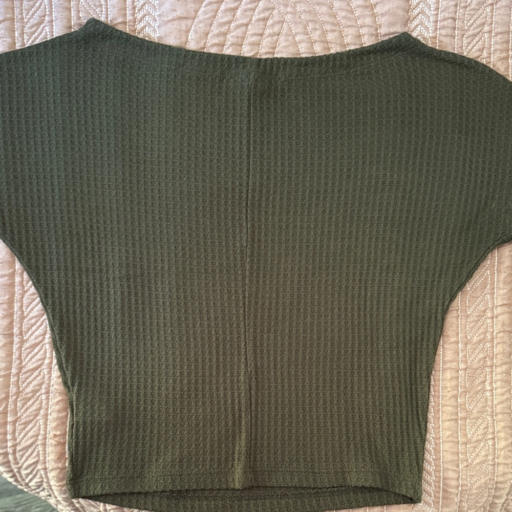 Olive Green Short Sleeve Women's Top